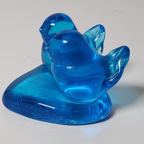 Bluebird Of Happiness Heart Love Bird Glass Statue Bright Blue Figurine Vtg 90s - Picture 2 of 10